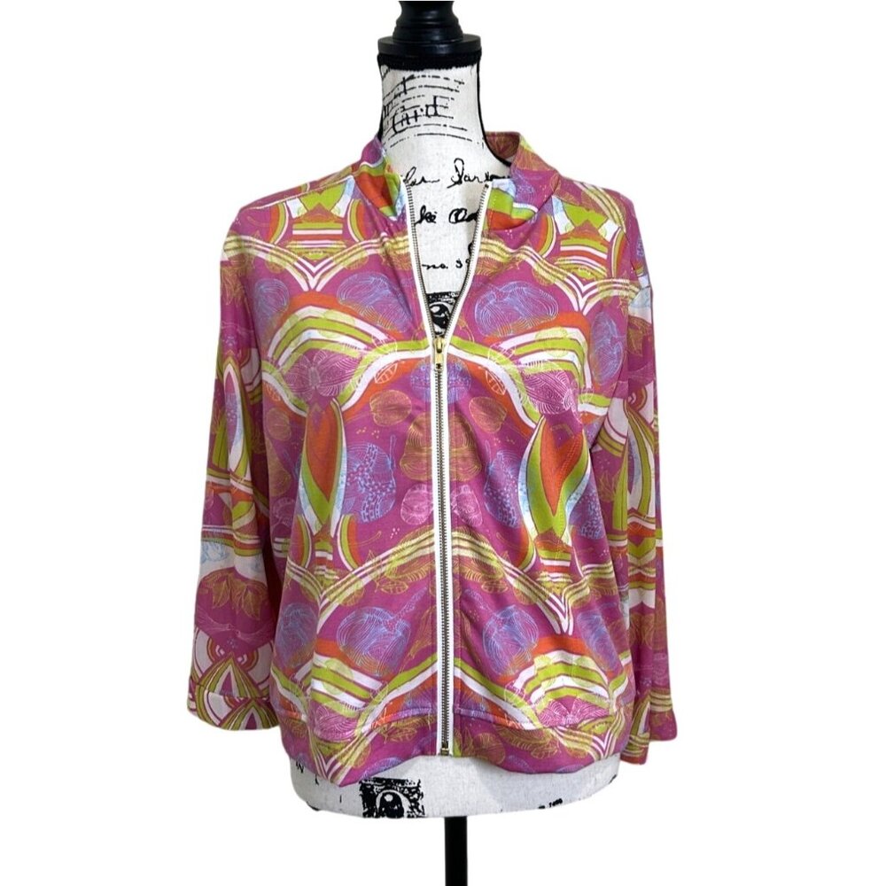 Colorful Atelier5 Women's Jacket Zip Up Jacket Size M Pink Yellow
